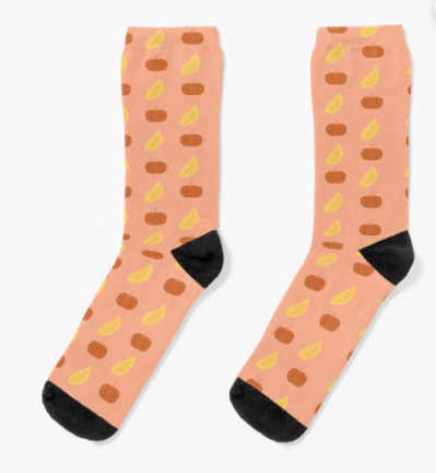 Pumpkin & Leaves Pattern Socks
